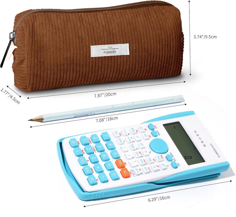 Purbert Pencil Bag Pen Case, Soft Corduroy Small Pencil Pouch Organizer with Zipper, Cute Pencil Case Pouch Stationery for Girls and Boys – Brown - Image 3